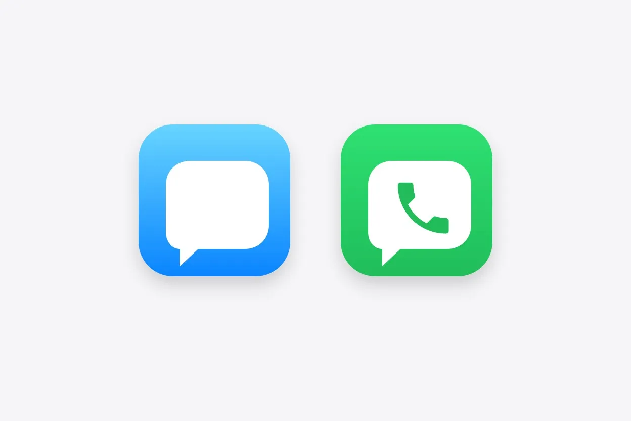 Das blaue iMessage-Symbol neben dem grünen WhatsApp-Symbol
